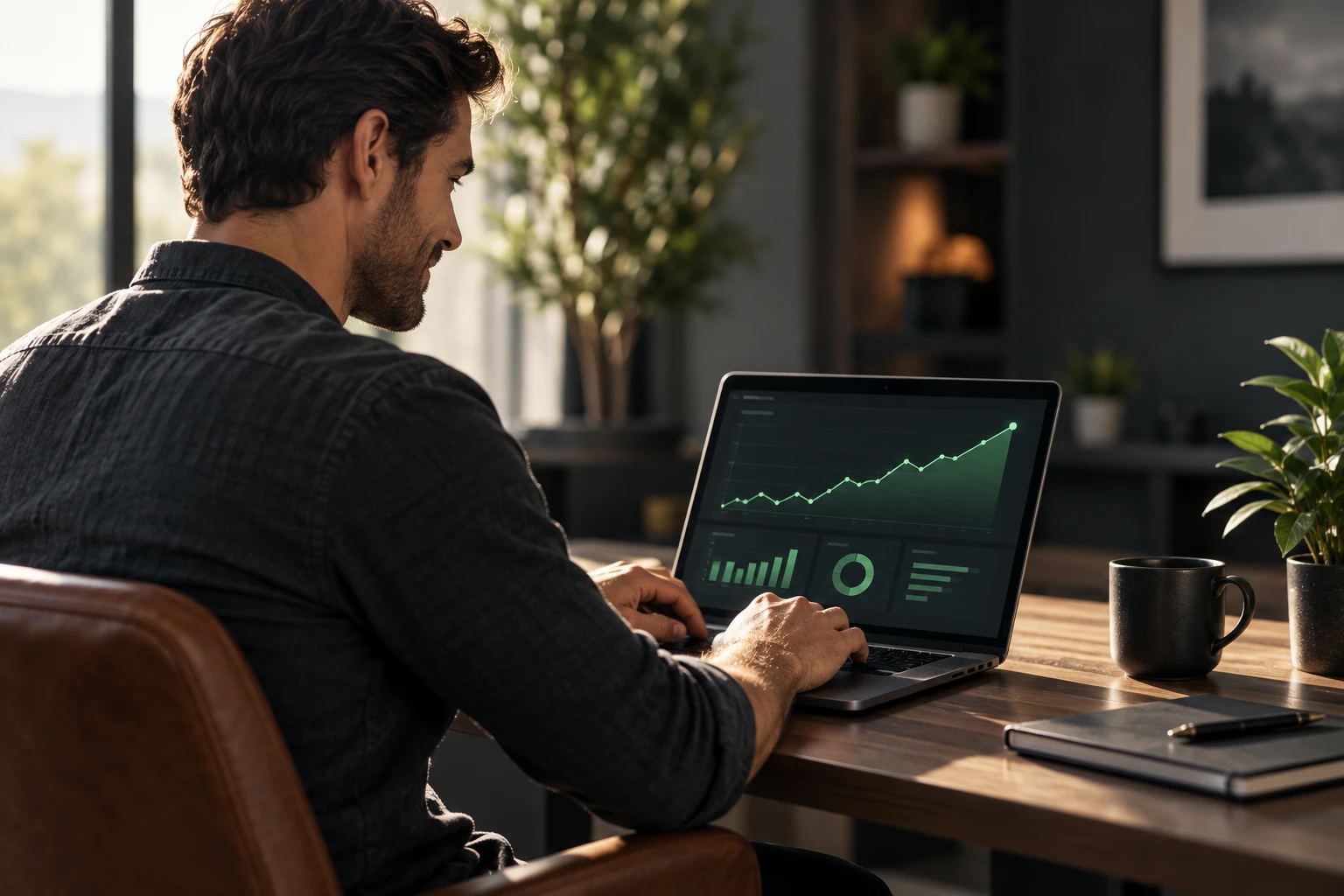 High-growth merchant reviewing analytics